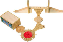 Treinbaan accessoires set – motorhuis + spoorbrug + seinhuis en 4 splitsingen – spoorwegen