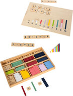 Houten leerbox met rekenstaven en rekenblokjes – Montessori leermateriaal